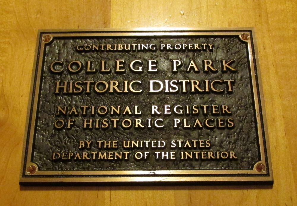 College Park Historic District Plaque